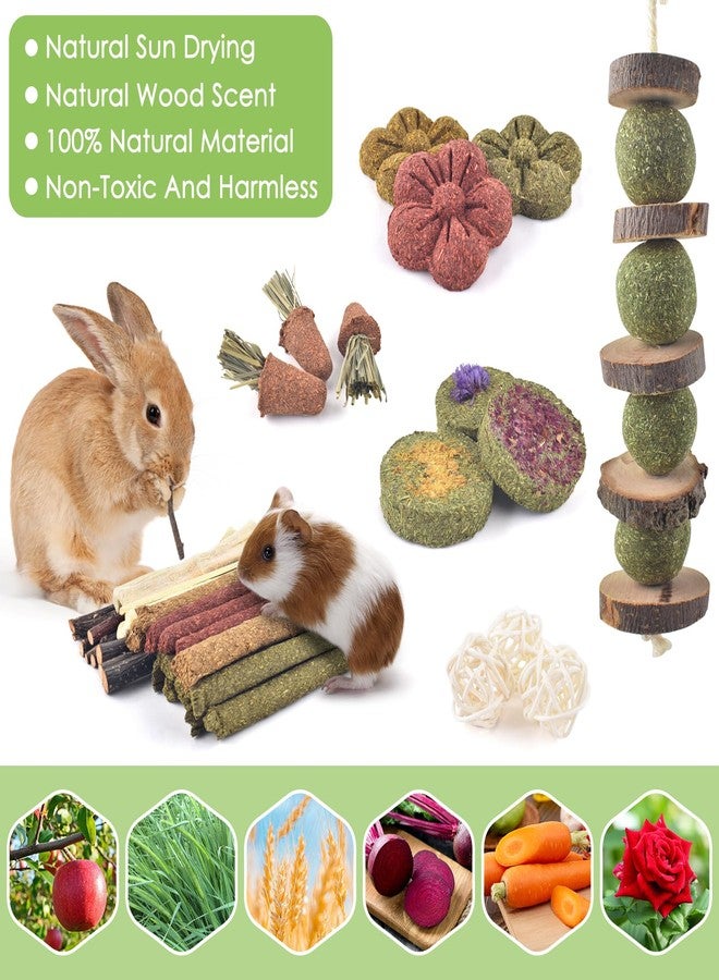 ERKOON Bunny Toys Boredom, 42 PCS Bunnies Timothy Hay Sticks Carrots Rose Grass Cake Dental Care, Molar, Chinchillas Toy Chew Toy, Guinea Pigs, Hamsters, Chinchilla, Rabbit Chew Toys for Teeth - Image 4